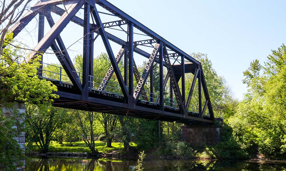 Train bridge over a river in Muskoka
