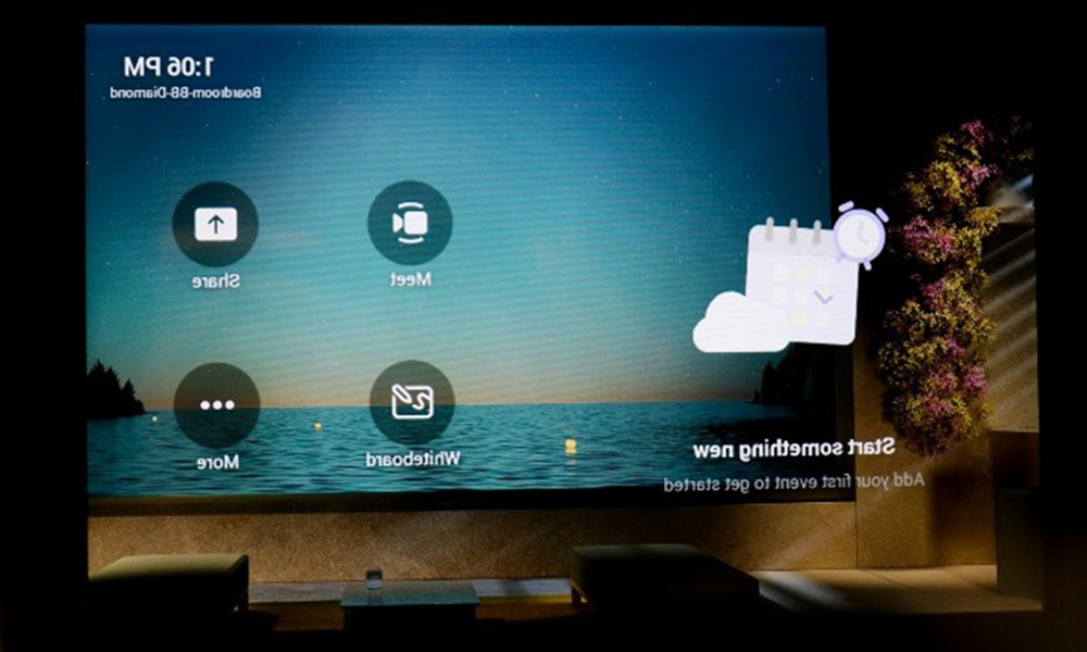 View of a computer monitor with meeting icons displayed.